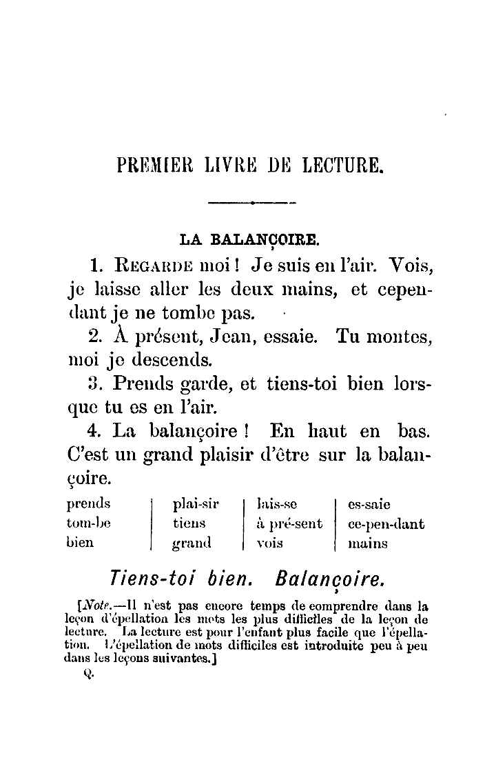 Premier Livre de Lecture (First French Reader) [Paperback]